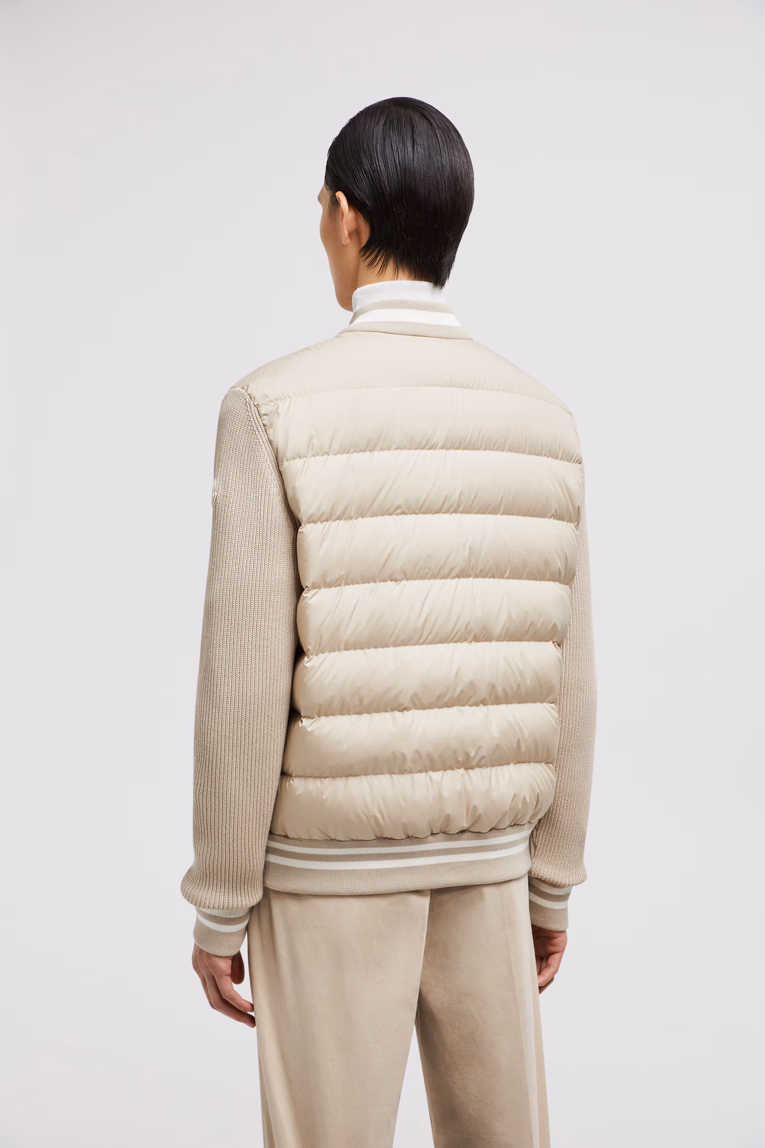 Padded Cotton Zip-Up Cardigan Men Beige Moncler 5